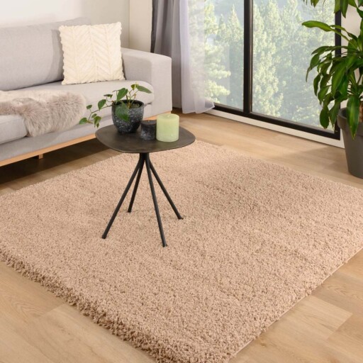 Vierkant hoogpolig vloerkleed - Shaggy Grand beige - sfeer