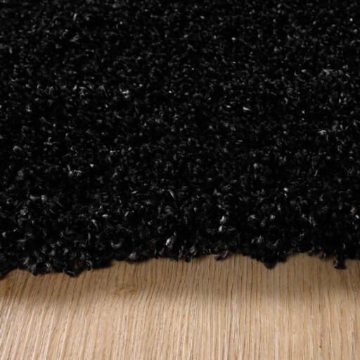 Vierkant hoogpolig vloerkleed - Shaggy Grand antraciet - close up, thumbnail