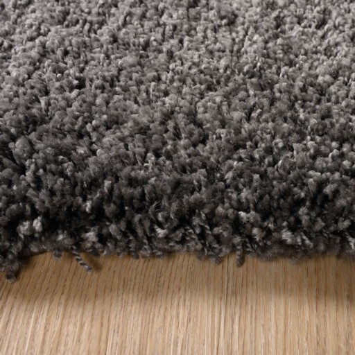 Vierkant hoogpolig vloerkleed - Shaggy Grand donkergrijs - close up, thumbnail