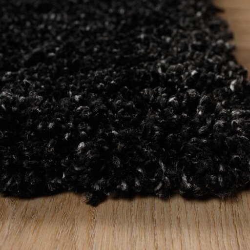 Vierkant hoogpolig vloerkleed - Shaggy Grand antraciet - close up, thumbnail