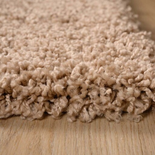 Vierkant hoogpolig vloerkleed - Shaggy Grand beige - close up, thumbnail