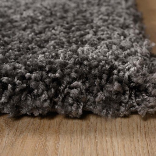 Vierkant hoogpolig vloerkleed - Shaggy Grand donkergrijs - close up, thumbnail