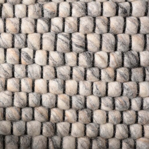 Wollen vloerkleed vierkant - Lett lichtgrijs - close up, thumbnail