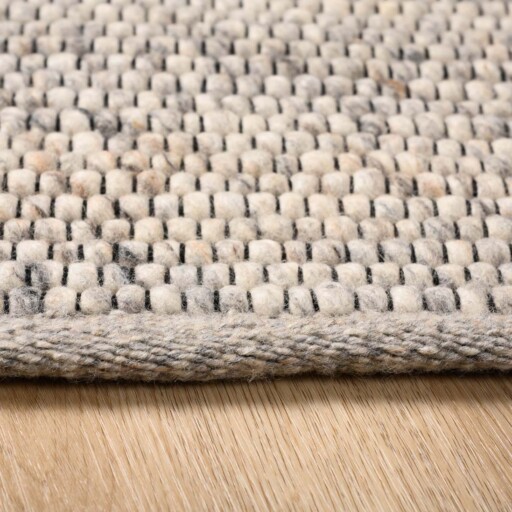 Wollen vloerkleed vierkant - Lett lichtgrijs - close up, thumbnail