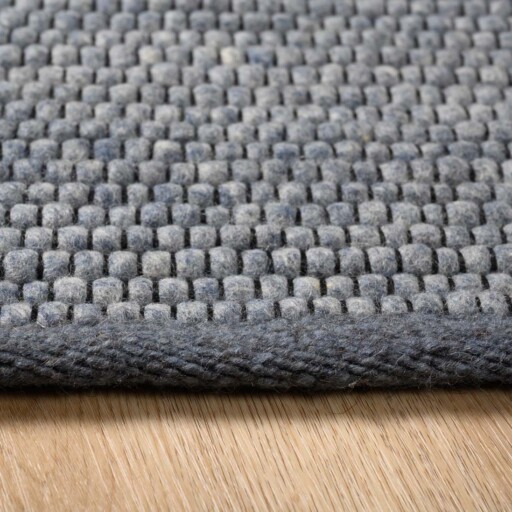 Wollen vloerkleed vierkant - Lett staalblauw - close up, thumbnail