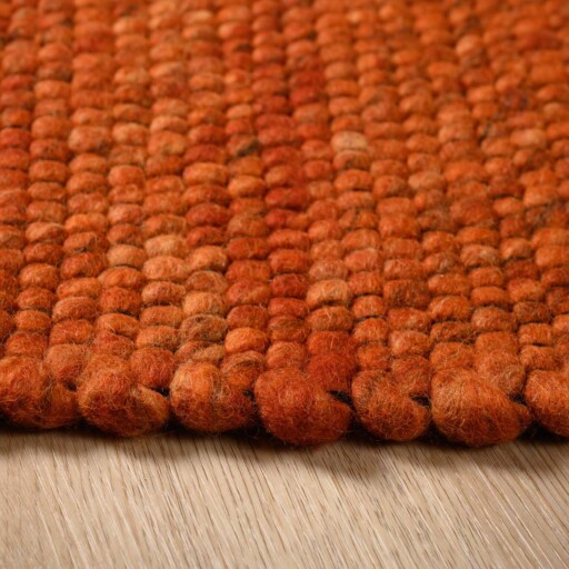 Wollen vloerkleed vierkant - Lett cognac - close up, thumbnail