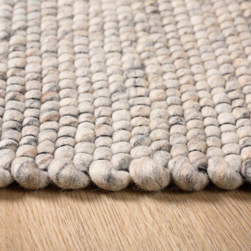 Wollen vloerkleed vierkant - Lett lichtgrijs - close up, thumbnail