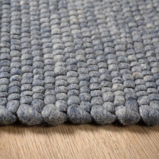 Wollen vloerkleed vierkant - Lett staalblauw - close up, thumbnail