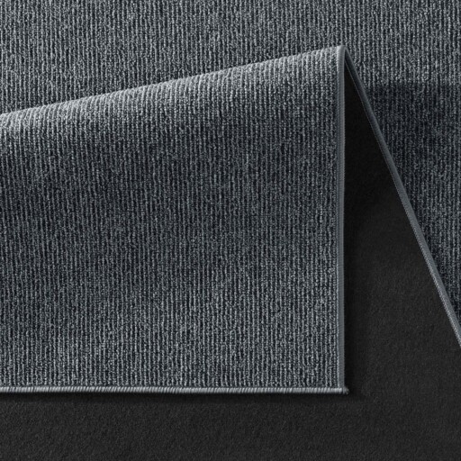 Laagpolig vloerkleed - Fleur antraciet - close up vouw, thumbnail