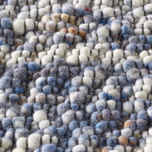 Wollen vloerkleed - Ursule blauw/crème - close up materiaal, thumbnail