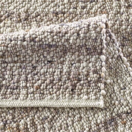 Wollen vloerkleed - Ursule bruin/grijs - close up vouw, thumbnail