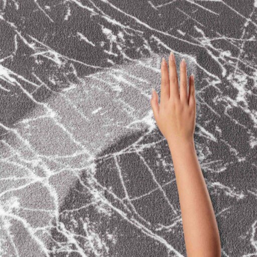 Rond wasbaar vloerkleed Marmer - Chloé grijs/wit - close up, thumbnail