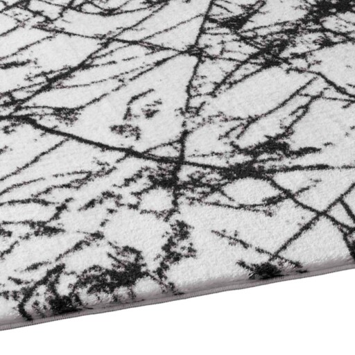 Wasbaar vloerkleed Marmer - Chloé wit/zwart - close up zijkant, thumbnail