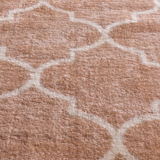 Wasbaar vloerkleed - Trellis roze/wit - close up materiaal, thumbnail