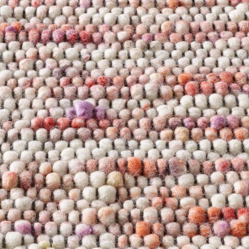 Wollen vloerkleed - Thora rood/roze - close up materiaal, thumbnail
