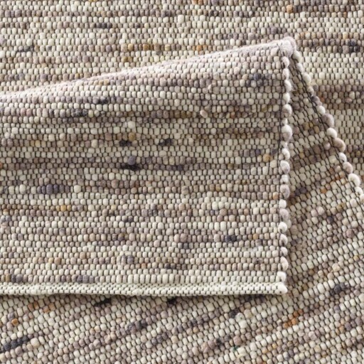 Wollen vloerkleed - Thora bruin/grijs - close up vouw, thumbnail