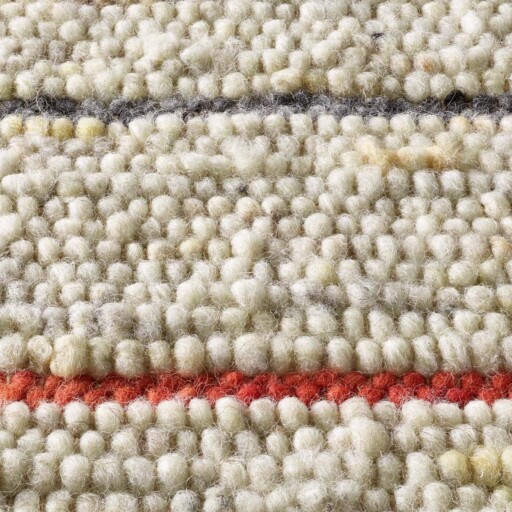 Wollen vloerkleed strepen - Jarl crème/rood - close up materiaal, thumbnail