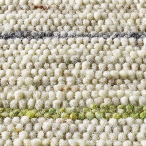 Wollen vloerkleed strepen - Jarl crème/groen - close up materiaal, thumbnail
