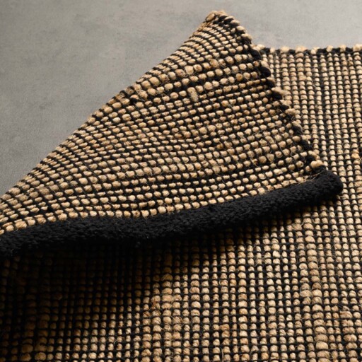 Jute vloerkleed - Torget naturel/zwart - close up hoek, thumbnail