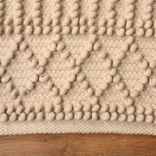 Katoen vloerkleed geometrisch - Nordland ivoor - close up materiaal, thumbnail