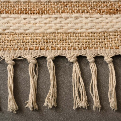 Kelim vloerkleed - Lana naturel/wit - close up zijkant, thumbnail