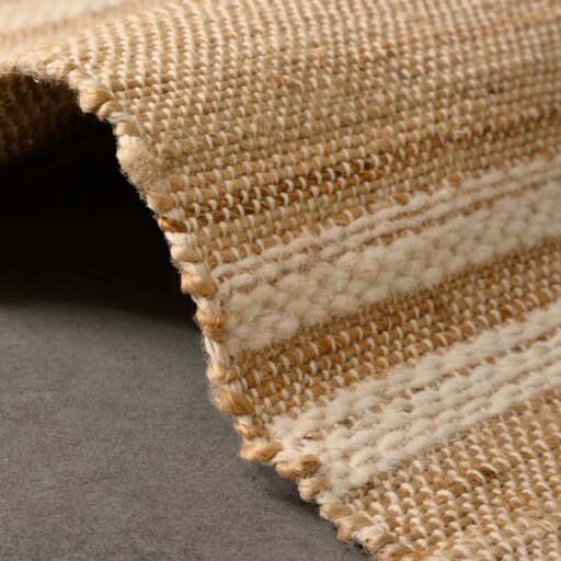 Kelim vloerkleed - Lana naturel/wit - close up zijkant, thumbnail