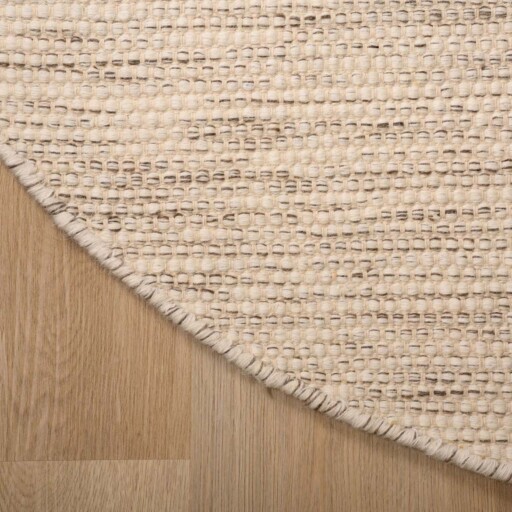 Rond wollen vloerkleed - Ulstein wit/grijs - close up zijkant, thumbnail