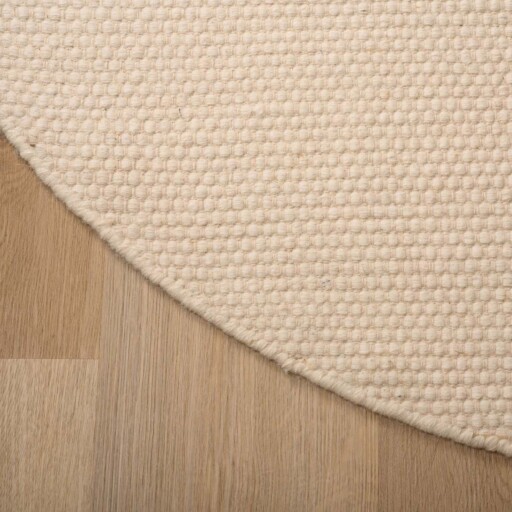 Rond wollen vloerkleed - Ulstein wit - close up zijkant, thumbnail