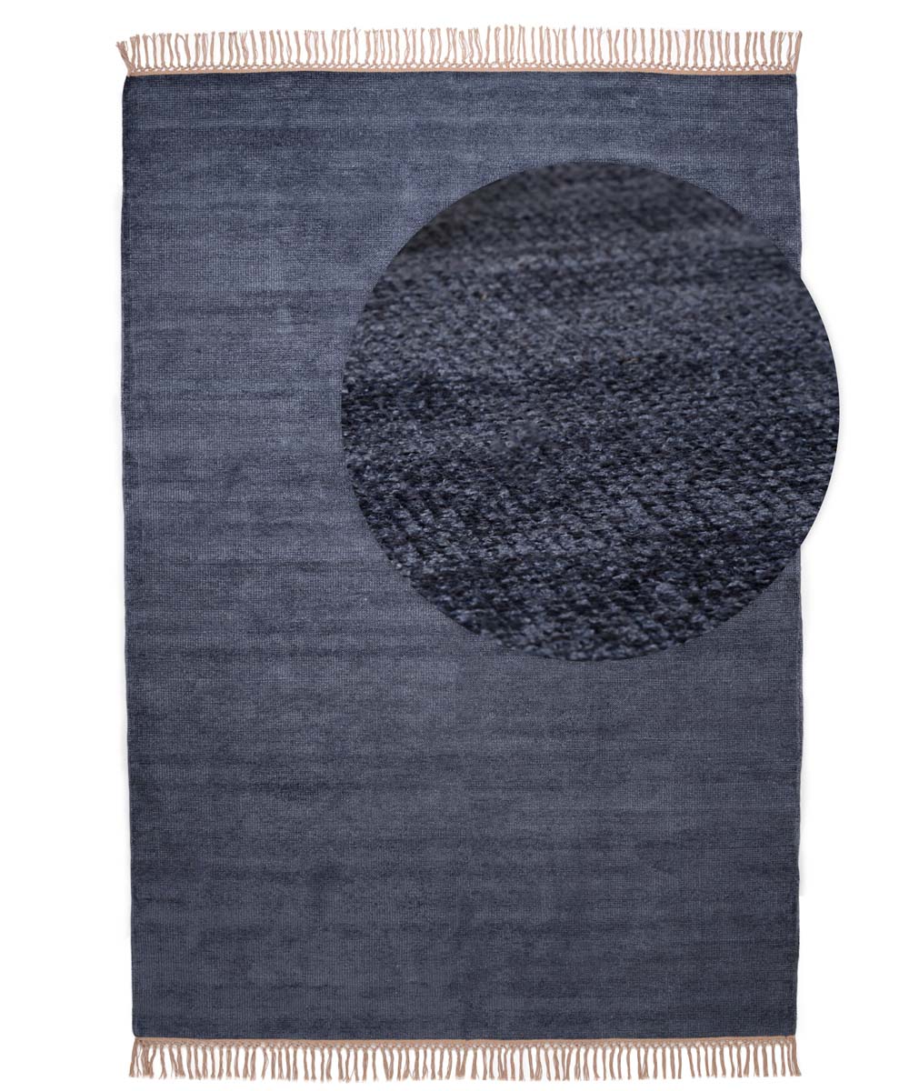 Viscose vloerkleed – Gem blauw top view
