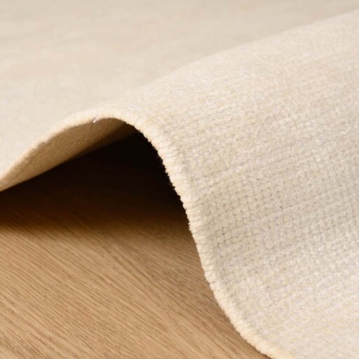 Viscose vloerkleed - Gem wit - close up zijkant, thumbnail