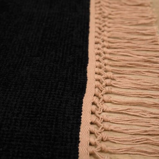 Viscose vloerkleed - Gem zwart - close up zijkant, thumbnail