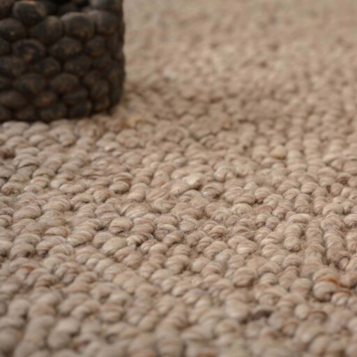 Wollen vloerkleed - Agder beige - close up materiaal, thumbnail