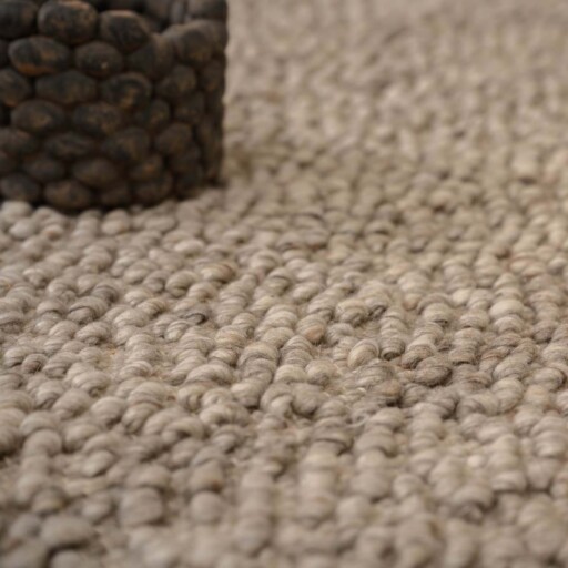 Wollen vloerkleed - Agder lichtgrijs - close up materiaal, thumbnail