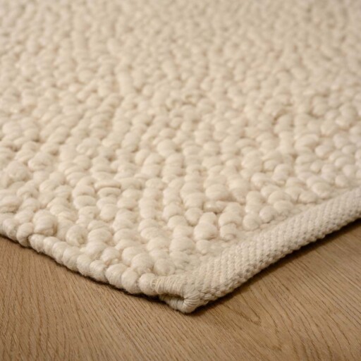 Wollen vloerkleed - Agder wit - close up hoek, thumbnail