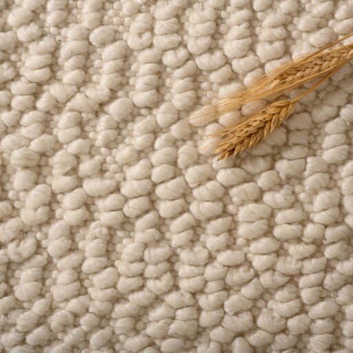 Wollen vloerkleed - Agder wit - close up materiaal, thumbnail