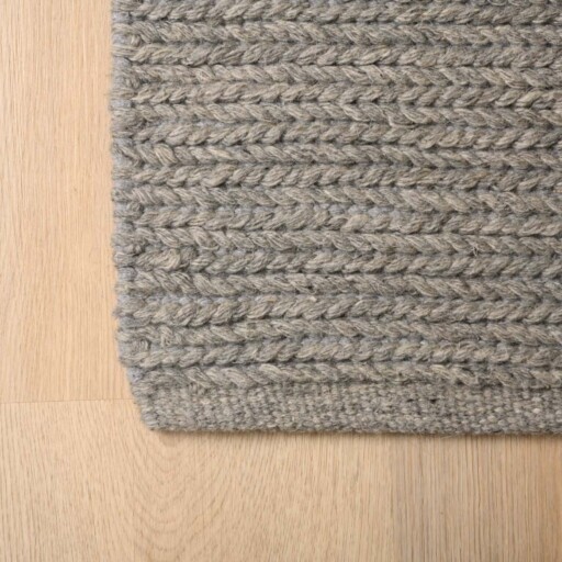 Wollen vloerkleed - Narvik grijs - close up hoek, thumbnail