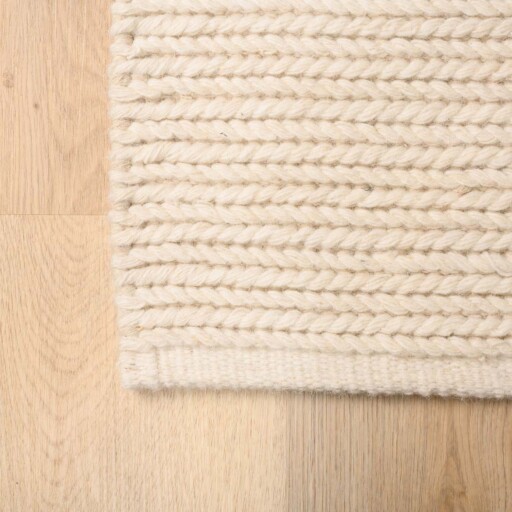 Wollen vloerkleed - Narvik wit - close up hoek, thumbnail