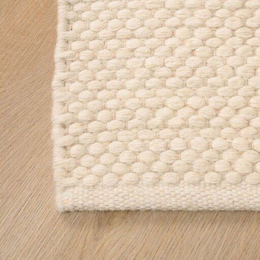 Wollen vloerkleed - Odda wit - close up hoek, thumbnail