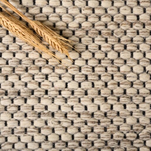 Wollen vloerkleed - Odda wit/taupe - close up materiaal, thumbnail