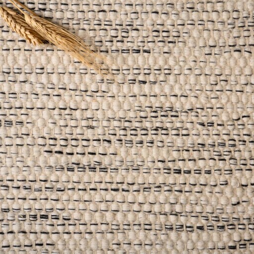 Rond wollen vloerkleed - Ulstein wit/zwart - close up materiaal, thumbnail