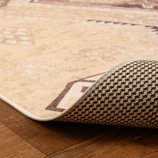 Berber vloerkleed wasbaar - Moderna crème - close up vouw, thumbnail