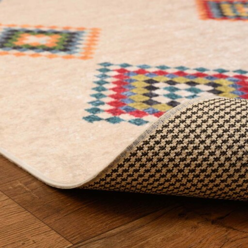 Bohemian vloerkleed wasbaar - Moderna multi - close up vouw, thumbnail