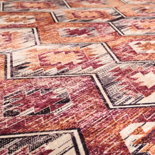 Bohemian vloerkleed wasbaar - Moderna rood - close up materiaal, thumbnail