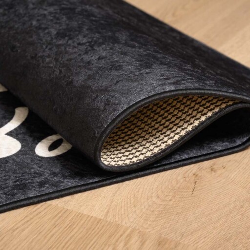 Keukenloper wasbaar - Can't touch this - zwart - close up vouw, thumbnail