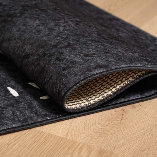 Keukenloper wasbaar - It's coffee time - zwart - close up vouw, thumbnail