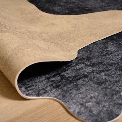 Koeienhuid vloerkleed - Happy Cow zwart/wit - close up vouw, thumbnail