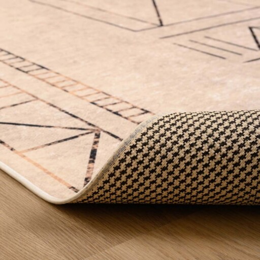 Design vloerkleed wasbaar - Moderna ivoor/goud - close up vouw, thumbnail