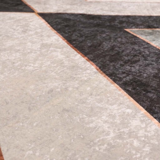 Geometrisch vloerkleed wasbaar - Moderna groen/grijs - close up materiaal, thumbnail