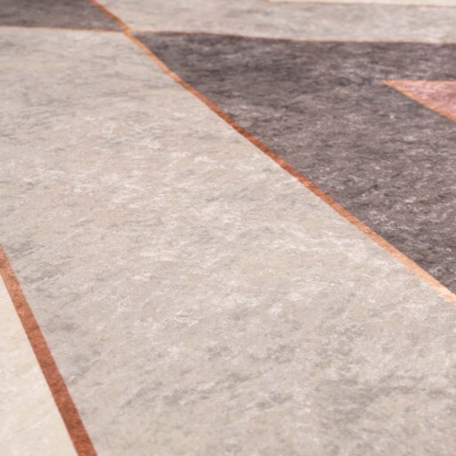 Geometrisch vloerkleed wasbaar - Moderna roze/grijs - close up materiaal, thumbnail