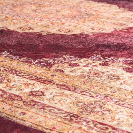 Klassiek vloerkleed wasbaar - Moderna rood - close up materiaal, thumbnail